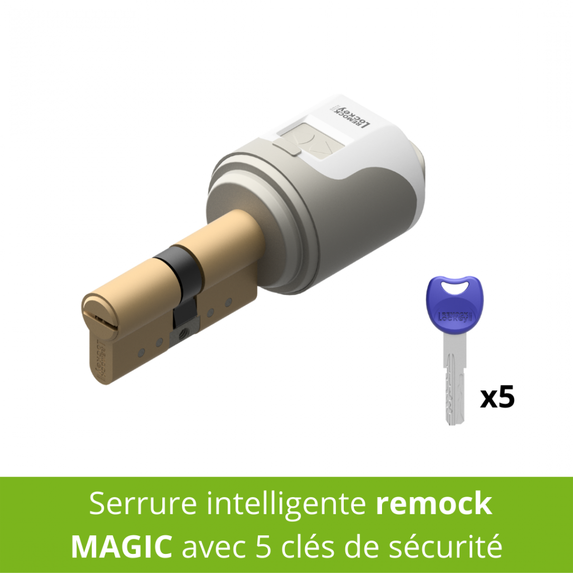 Remock Lockey - Serrure électronique intelligente remock MAGIC en couleur Laiton 30x40 mm - Accessoires de motorisation