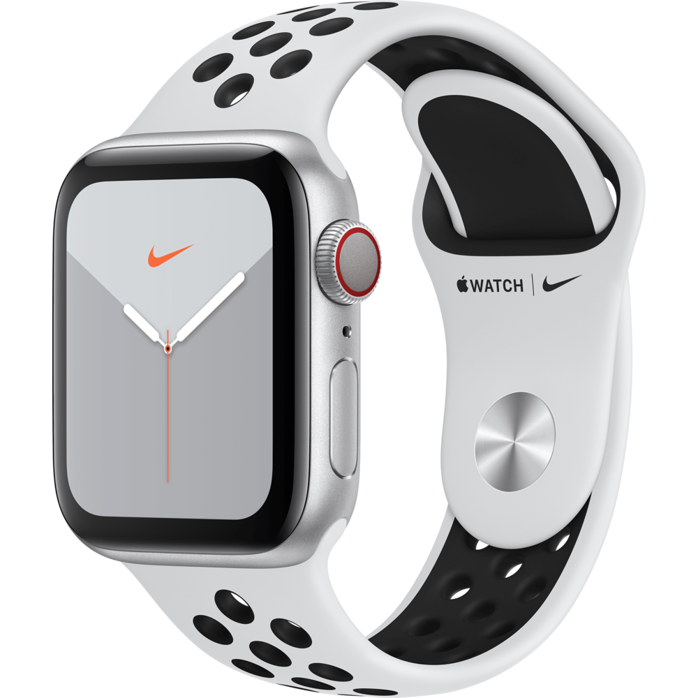 Apple - Watch 5 Nike - 40 - Cellular - Alu argent / Bracelet Sport Platine pur/Noir - Apple Watch