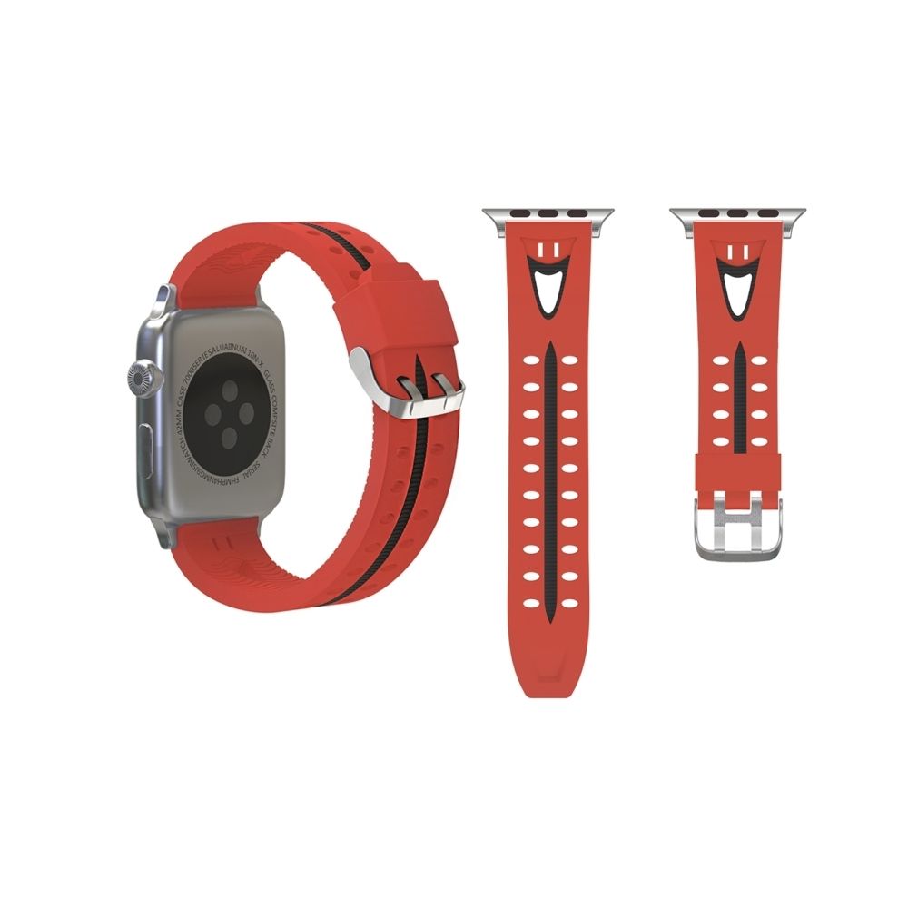 Wewoo - Bracelet rouge pour Apple Watch Series 3 & 2 & 1 38mm Mode Sourire Visage Motif Silicone - Accessoires Apple Watch