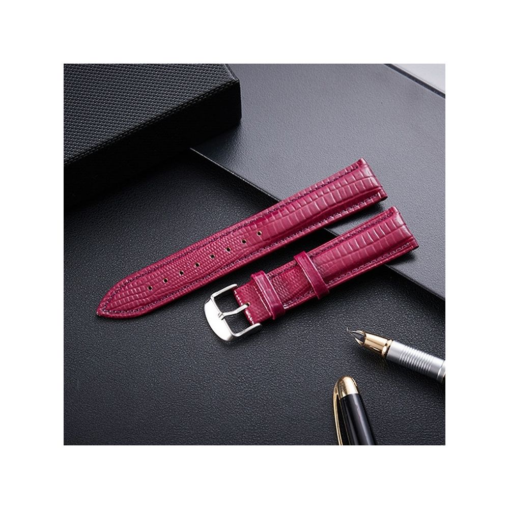 Wewoo - Bracelet pour montre connectée de en cuir avec texture de lézardtaille 16 mm violet - Bracelet connecté
