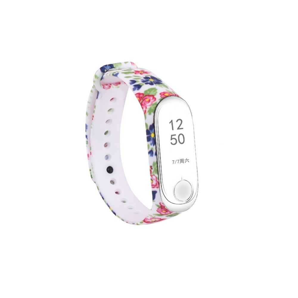 Wewoo - Bande de montre bracelet en bois motif fleur de silicone pour Xiaomi Mi 3, compatible avec Mi Band 3 CA3657B - Bracelet connecté