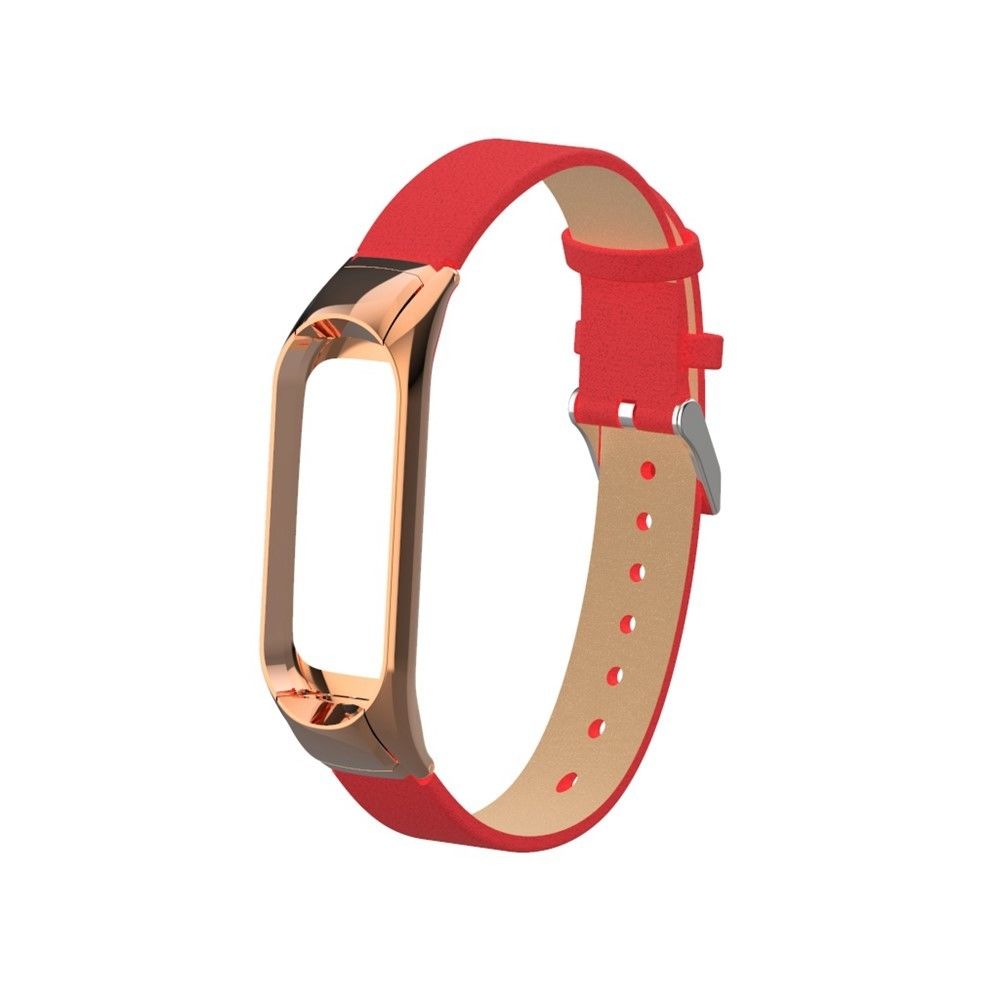 marque generique - Bracelet en cuir véritable rouge pour votre Xiaomi Mi Smart Band 4 - Accessoires bracelet connecté