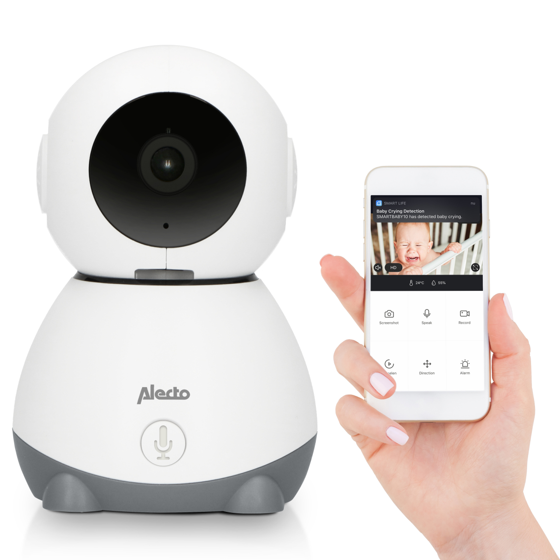 Alecto - Babyphone Wi-Fi avec caméra SMARTBABY10 Blanc-Anthracite - Babyphone connecté