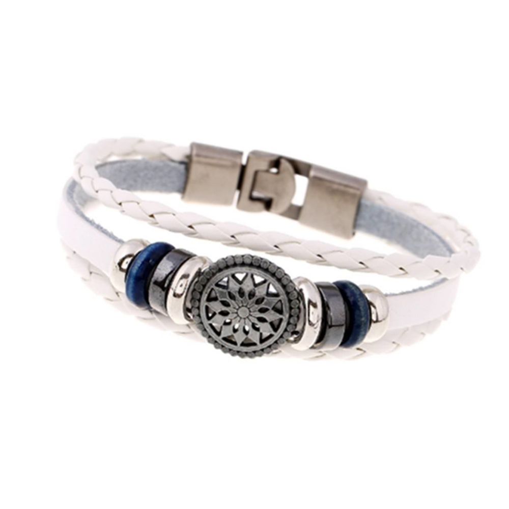 marque generique - YP Select Bracelet Unisexe en Corde Tressée Faux Cuir Signe Étoile blanc - Bracelet connecté