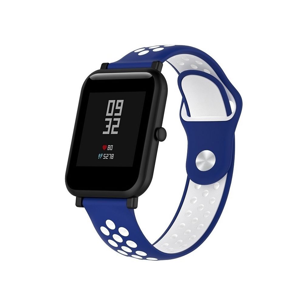 Wewoo - Bracelet pour montre connectée Dragonne sport en silicone bicolore Huawei série 1 18 mm blanc bleu - Bracelet connecté