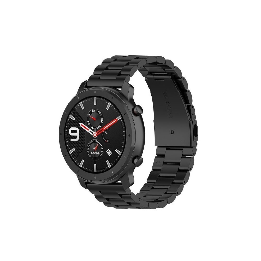 Wewoo - Bracelet pour montre connectée Convient Samsung Gear S2 Sport / Galaxy Watch Active 2 Universal 20mm en acier inoxydable métal papillon boucle Trois perles noir - Bracelet connecté