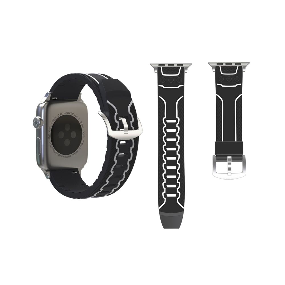 Wewoo - Bracelet noir et blanc pour Apple Watch Series 3 & 2 & 1 38mm Mode Electrocardiogramme Motif Silicone de montre + - Accessoires Apple Watch