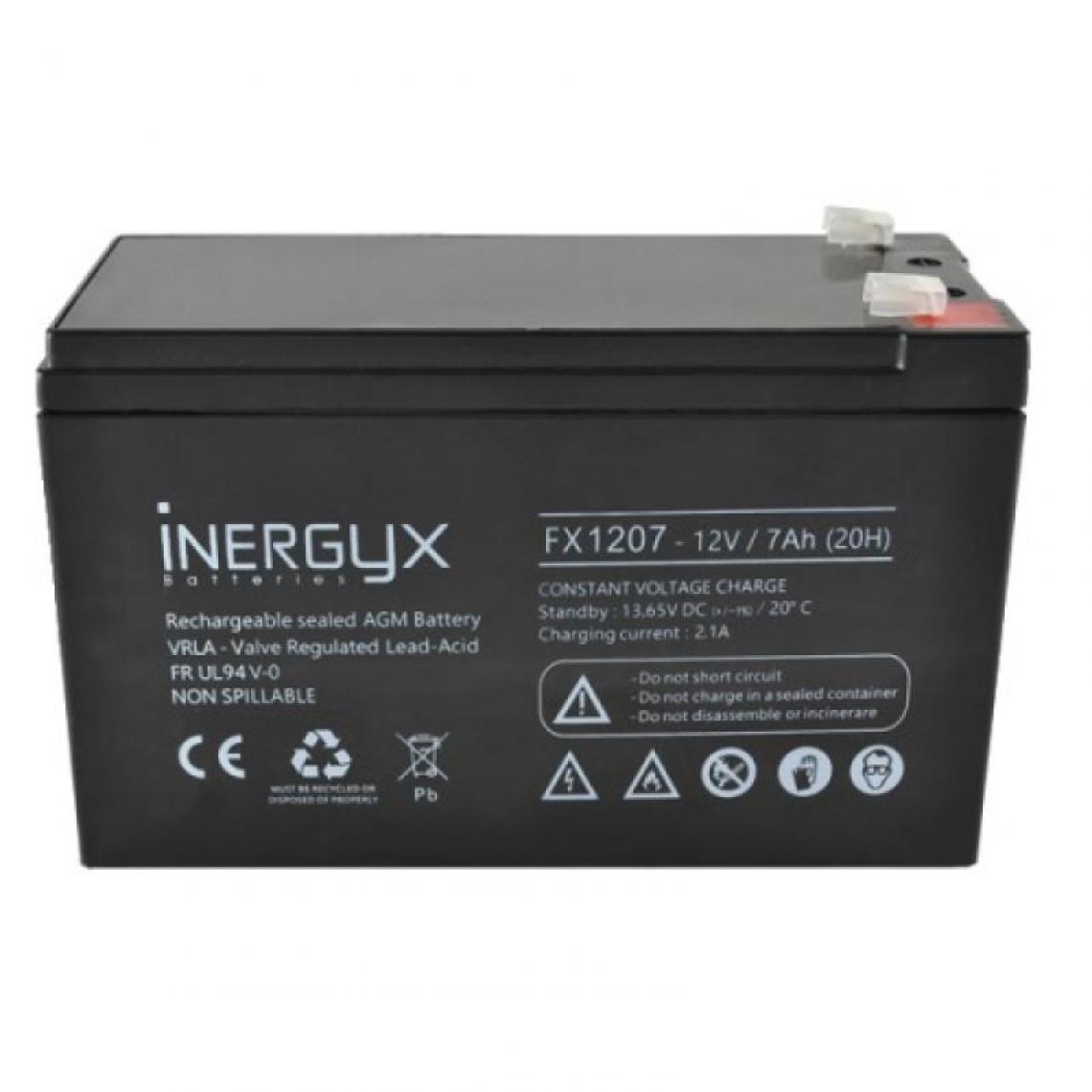 Izyx - Batterie rechargeable VRLA à boitier FR/UL94 V-O - 12 Volts 7 A/heure - compatible coffret alimentation ABS série RSX - Détecteur connecté