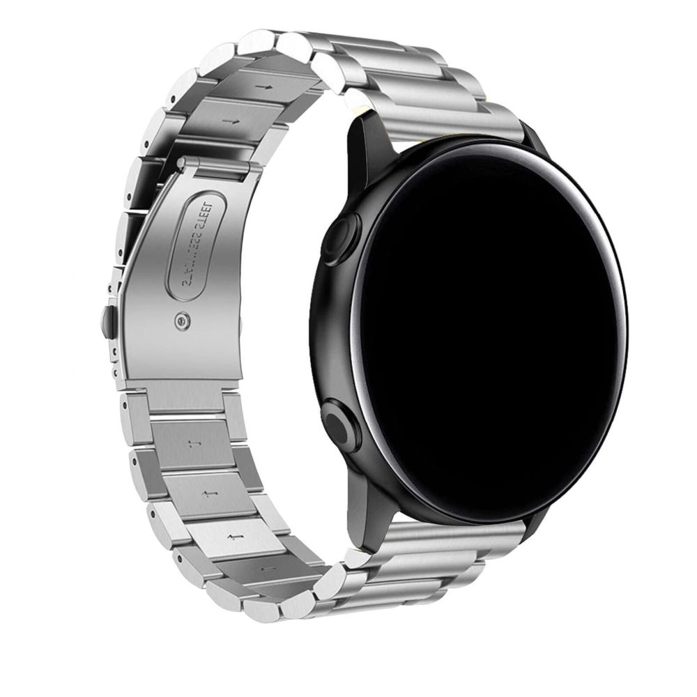 Avizar - Bracelet Galaxy Watch Active2 40mm Maillons en Acier Fermoir papillon Argenté - Accessoires montres connectées
