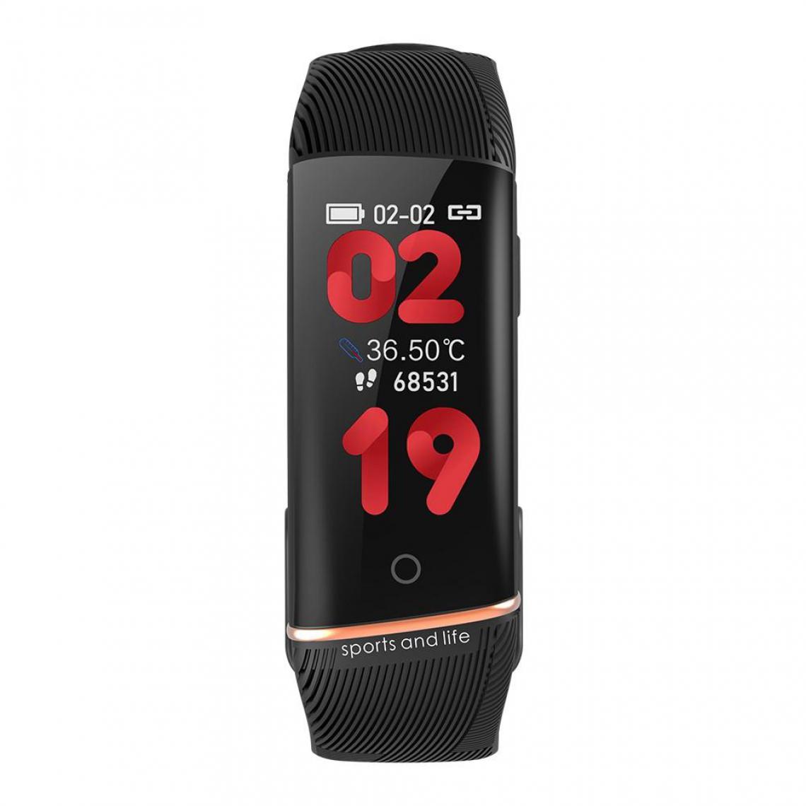 Justgreenbox - Bracelet intelligent Thermomètre précis Fréquence cardiaque Pression artérielle Surveillance de l'oxygène, Dark Mauve - Montre connectée