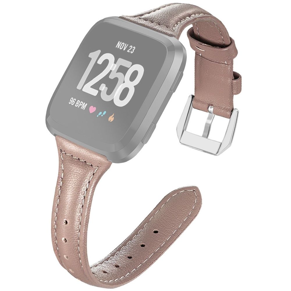 Wewoo - Bracelet pour montre connectée Fitbit Versa 2 Smartwatch en cuir véritableversion rétractable Marron - Bracelet connecté