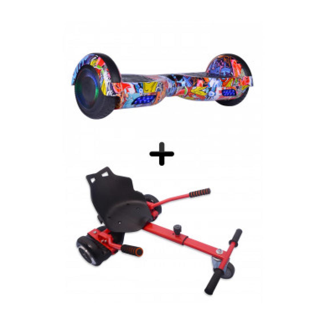 Hoverdrive - Hoverboard Prime 6.5'' V2 500W Roues Lumineuses Led Edition Street Art + Kart Rouge - Gyropode