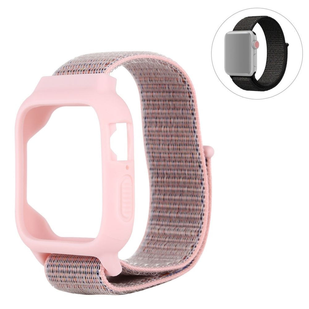 Wewoo - Pour Apple Watch Series 5 & 4 44 mm / 3 & 2 & 1 42 mm Bracelet de montre en nylon avec crochet et fermeture à boucle rose - Accessoires Apple Watch