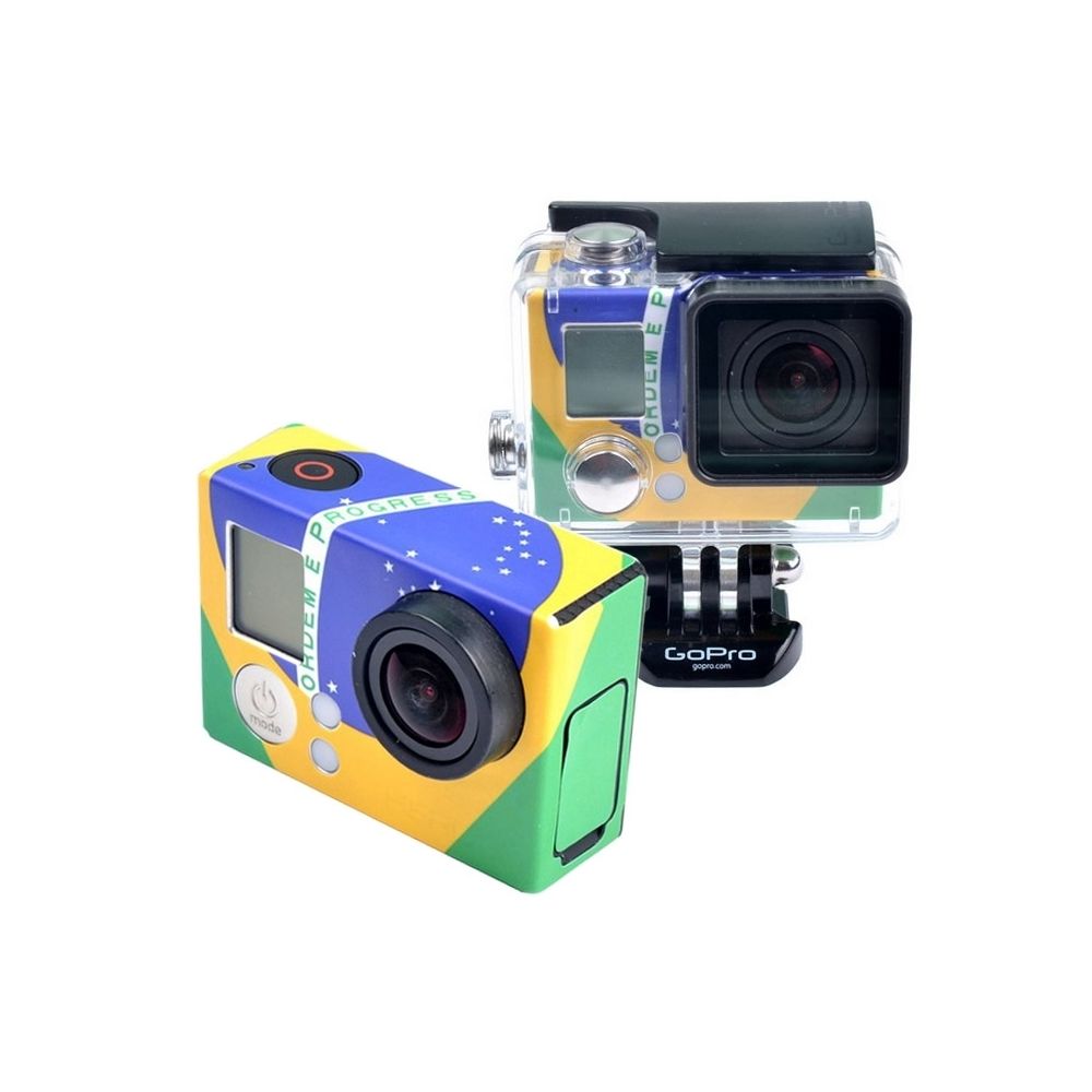 Wewoo - Sticker pour GoPro Hero 3+ / 3 Autocollant de cas de modèle de drapeau du Brésil rétro - Caméras Sportives