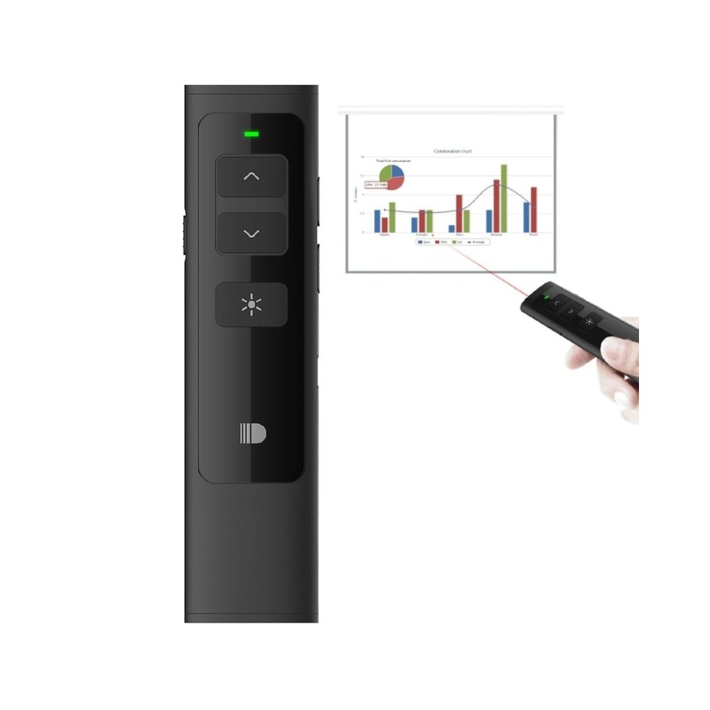 Wewoo - Télécommande noir pour PowerPoint / Keynote / Prezi, Distance de contrôle: 100m 2.4GHz Rechargeable Présentation Pointeur Laser multifonction - Accessoires de motorisation