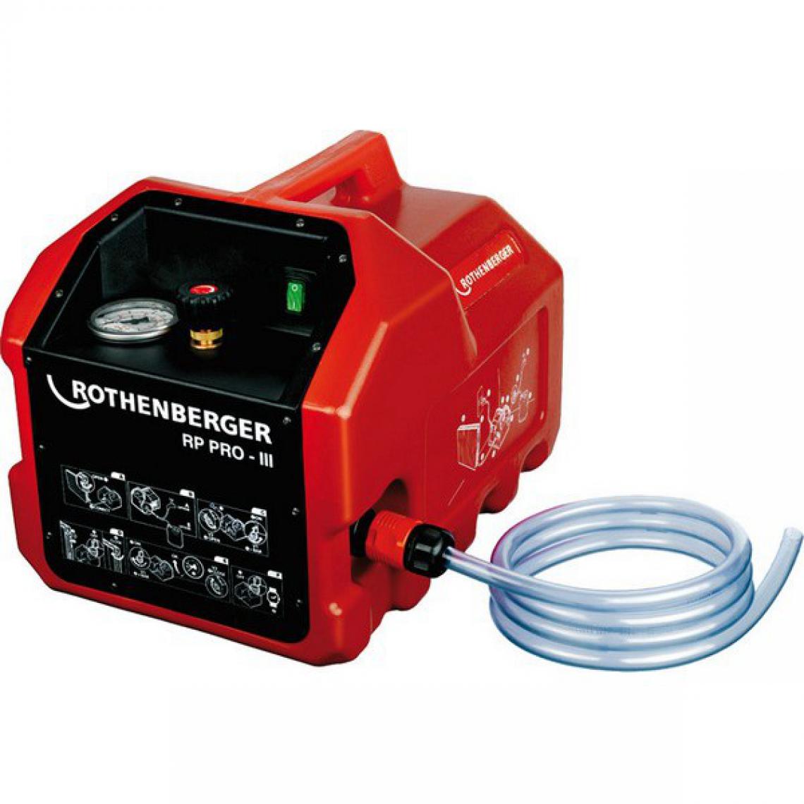 Rothenberger - Pompe de contrôle électrique RP PRO lll, Volume d'aspiration : 6 l/min, Puissance 1,3 kW, Raccord R 1/2 pouces - Détecteur connecté