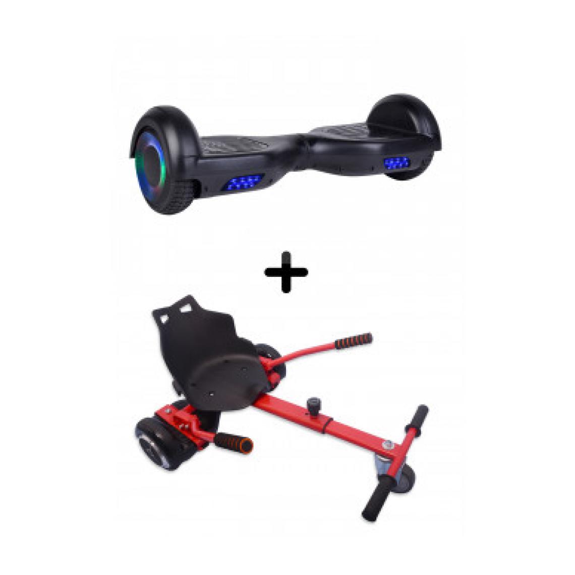 Hoverdrive - Hoverboard Prime 6.5'' V2 500W Roues Lumineuses Led Edition Noir + Kart Rouge - Gyropode