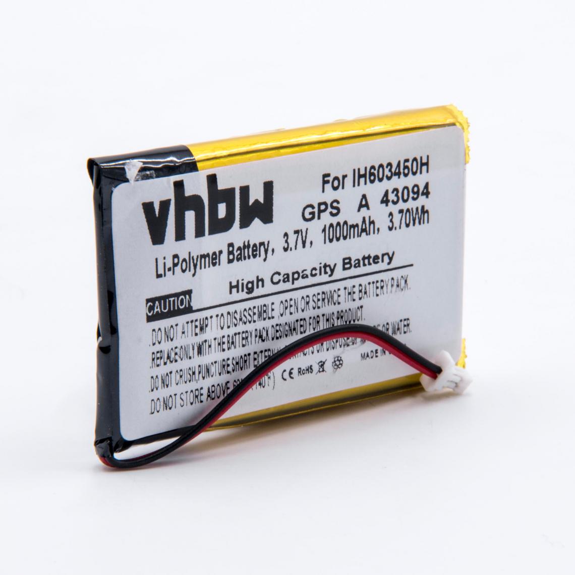Vhbw - vhbw Li-Polymère Batterie 1000mAh (3.7V) pour GPS, système de navigation Izzo Swami 4000, 4000 Golf, GPSA43094, A43094 comme H603450H. - Autre appareil de mesure