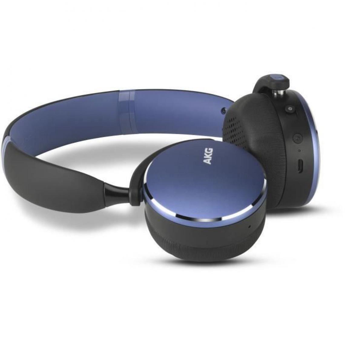 Samsung - AKG Casque audio On Ear Y500 - Bluetooth 4.2 - Bleu - Bracelet connecté
