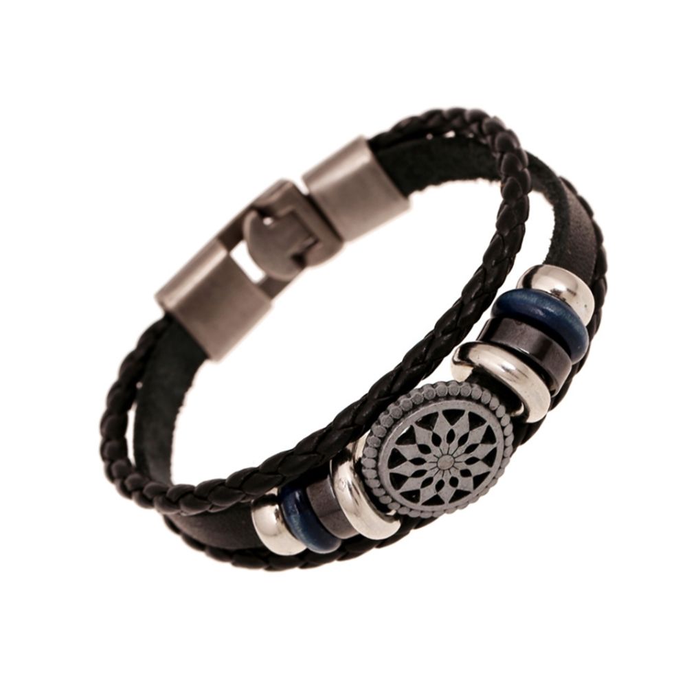 marque generique - YP Select Bracelet Article Tresse Pour Restaurer Les Façons Anciennes Bracelet En Cuir Pu Noir - Bracelet connecté