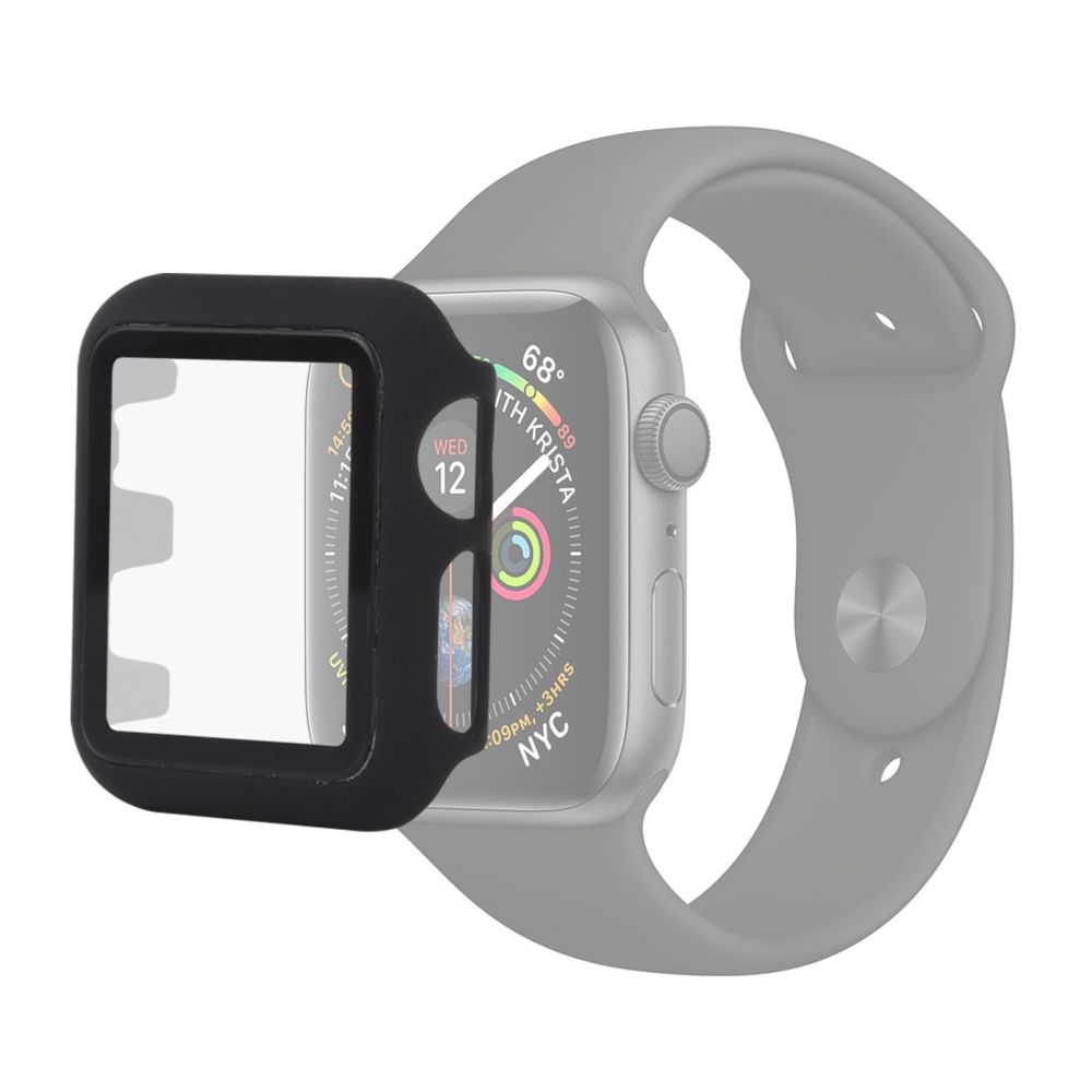 Wewoo - Etui de protection en verre + PC pour Apple Watch séries 3 & 2 & 1 42mm Noir - Accessoires montres connectées