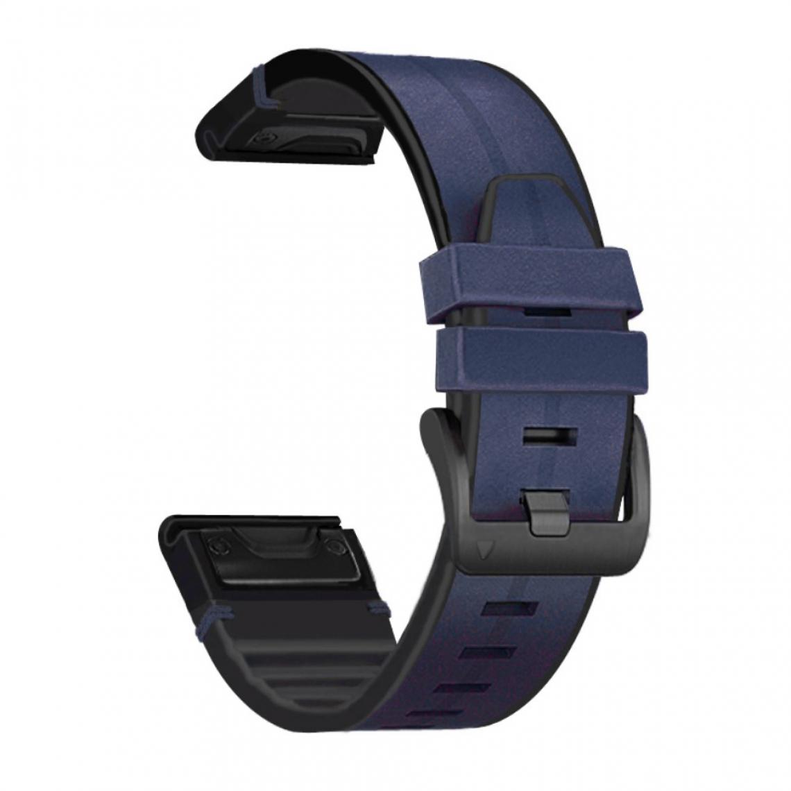Other - Bracelet en PU + silicone Surface de 22 mm bleu foncé pour votre Garmin Watch - Accessoires bracelet connecté