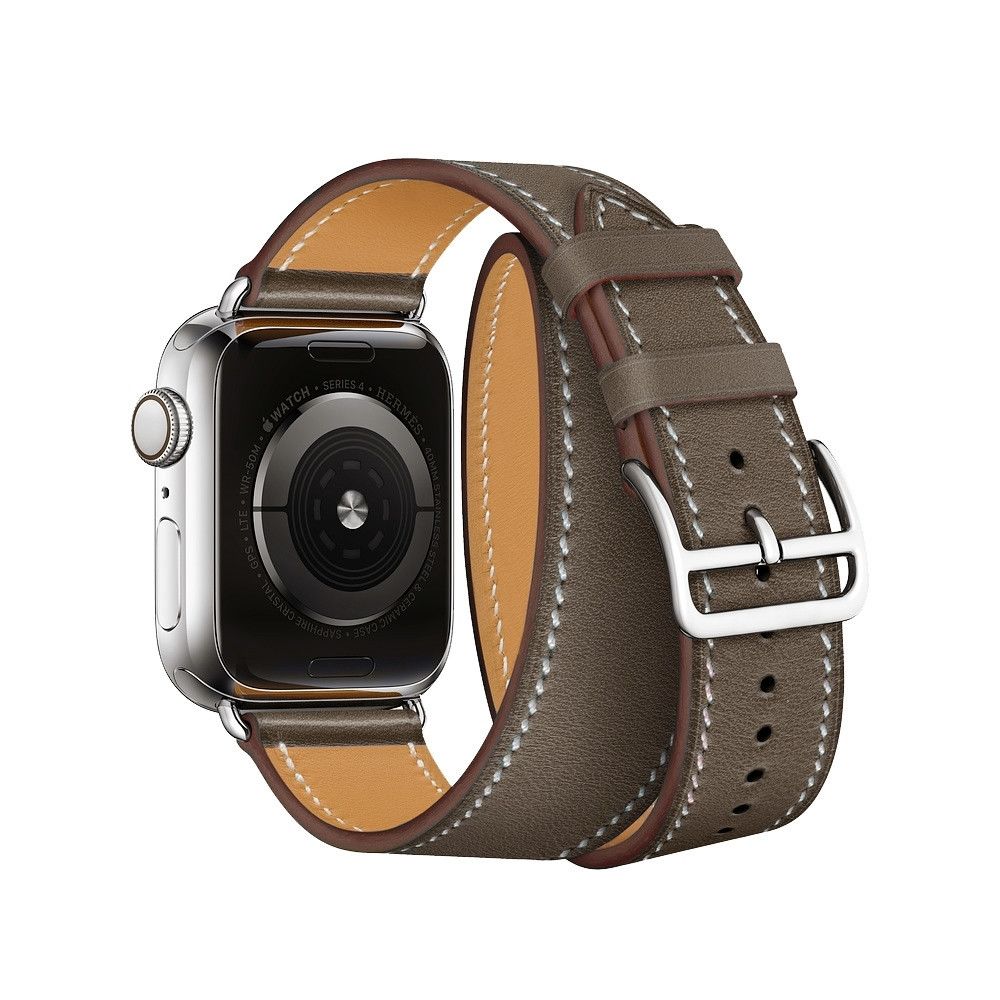 Wewoo - Pour Apple Watch Bracelet en cuir à double boucle universelle de la génération 3/42 / 42mm gris - Accessoires Apple Watch
