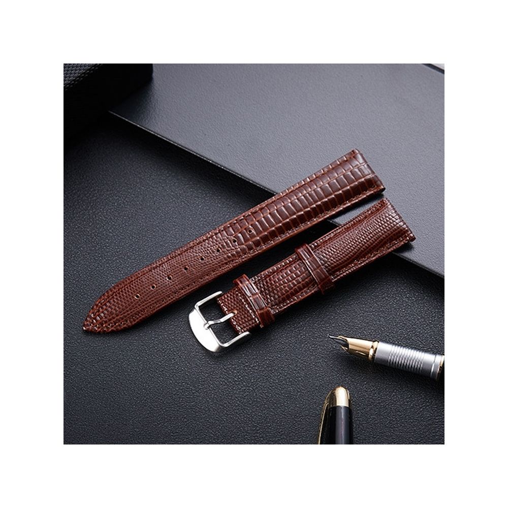 Wewoo - Bracelet pour montre connectée de en cuir avec texture de lézardtaille 18 mm café - Bracelet connecté