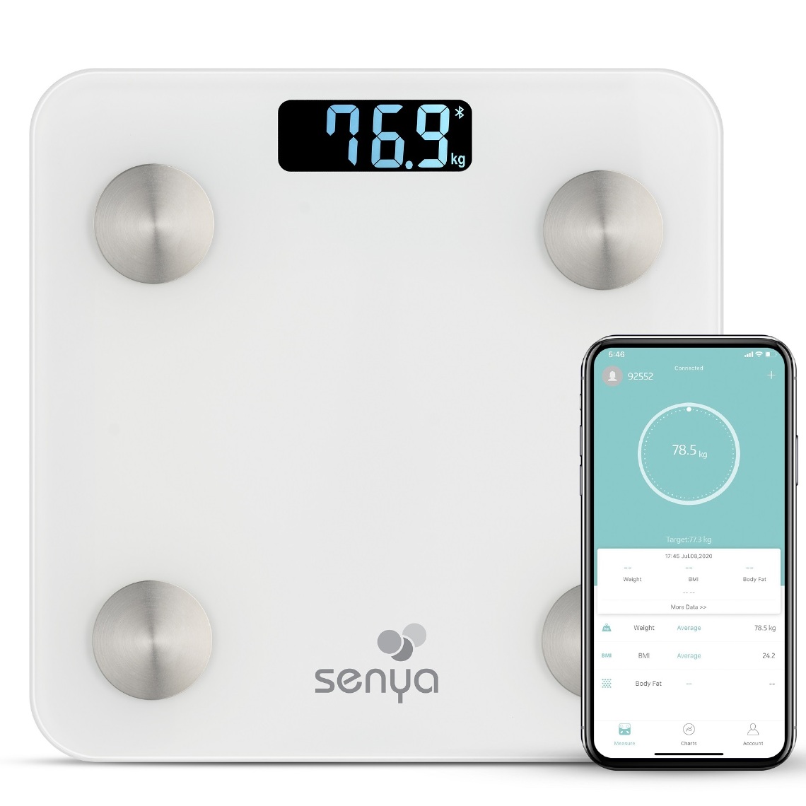 Senya - Pèse personne impédancemètre blanc, balance connectée Bluetooth - Balance connectée