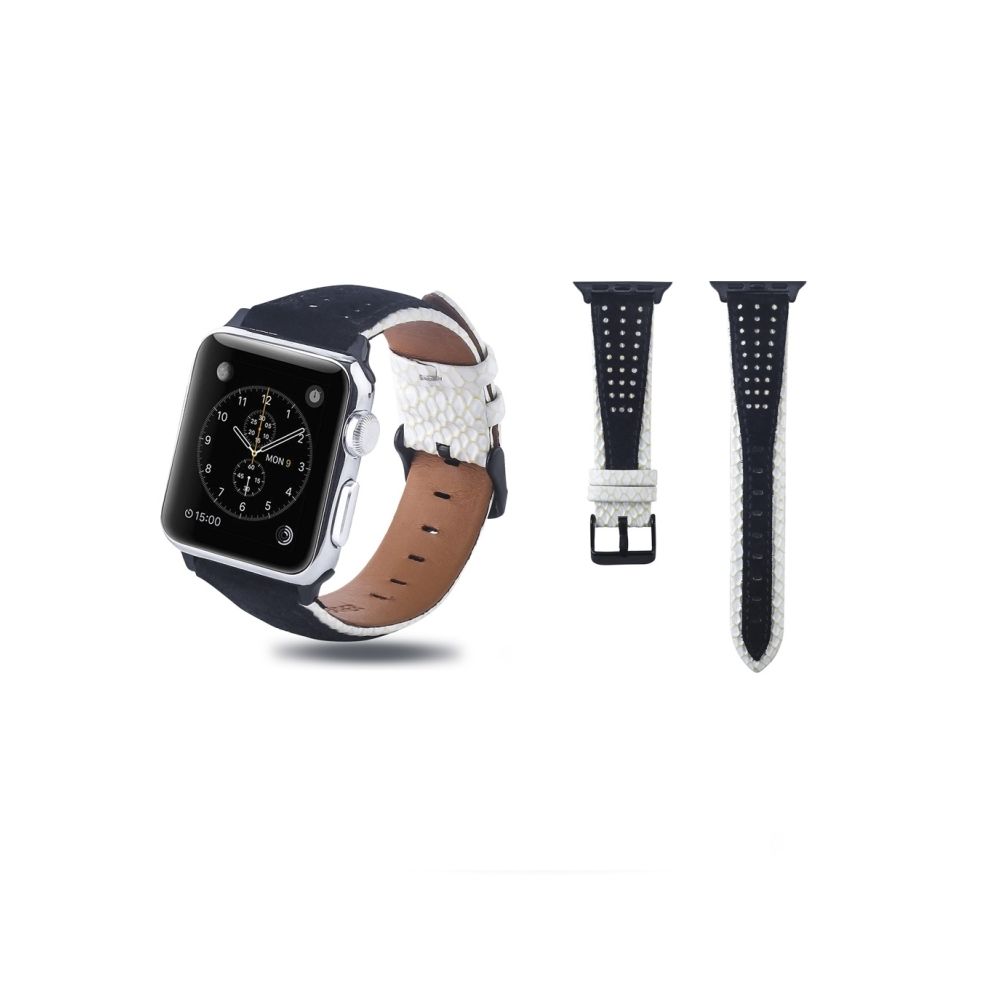 Wewoo - Bande de montre en cuir pleine fleur avec trou rond pour Apple Watch séries 4 et 3 et 2 et 1 38 et 40 mm - Accessoires Apple Watch