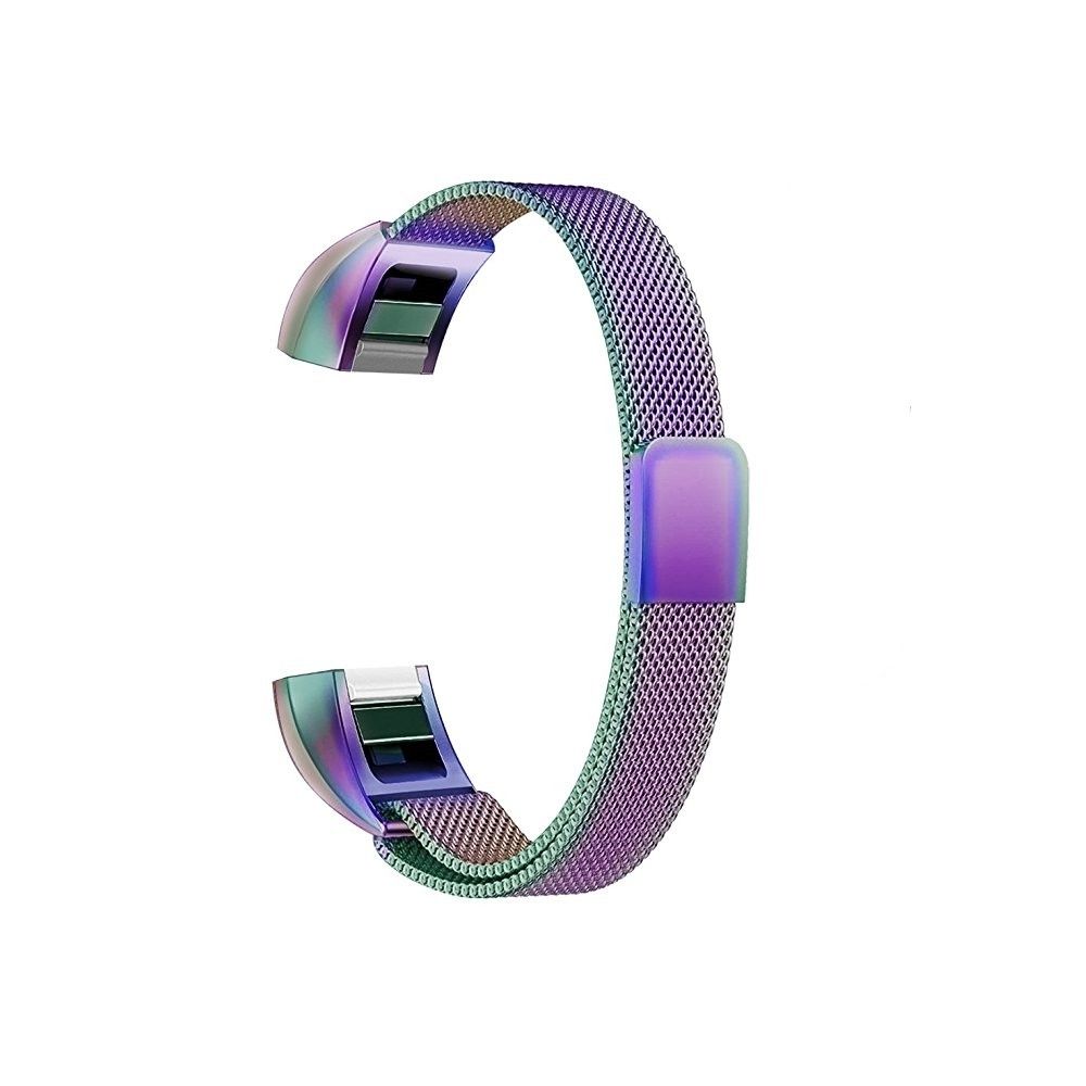 Wewoo - Bracelet pour montre connectée Dragonne magnétique en acier inoxydable FITBIT AltaTaille Petite130-170mm irisé - Bracelet connecté