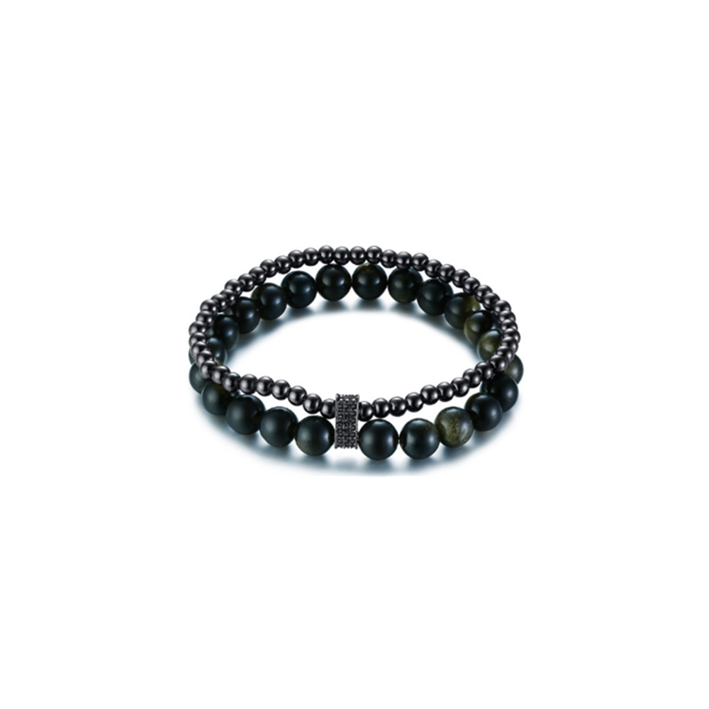 marque generique - YP Select Bracelet double tour perlé fait main - 1 noir - Bracelet connecté