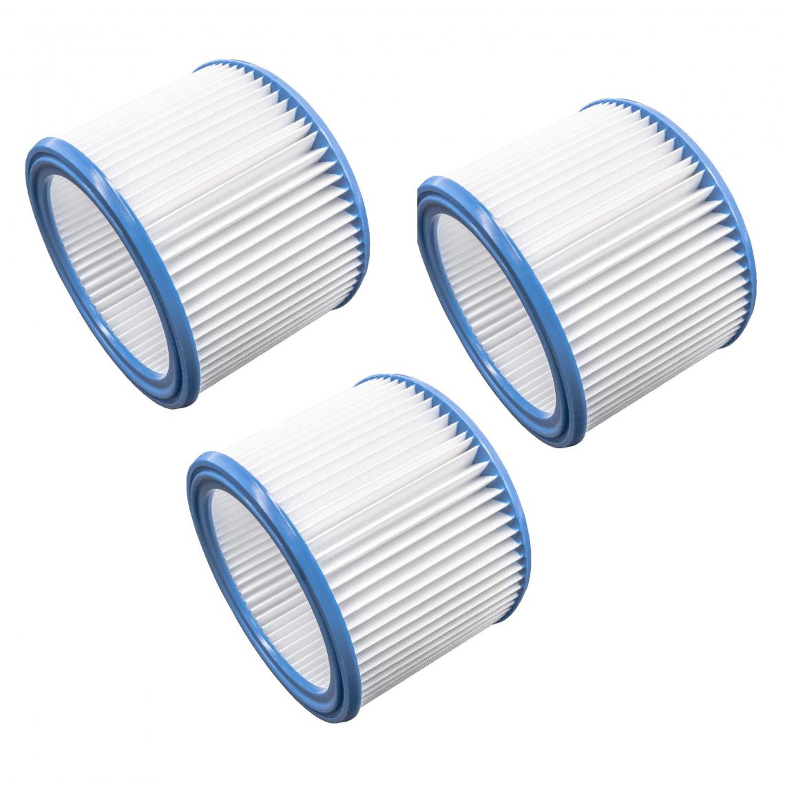 Vhbw - vhbw Set de filtres 3x Filtre plissé compatible avec Nilfisk Aero 21-21 PC Inox, 25-11, 25-21 aspirateur à sec ou humide - Filtre à cartouche - Accessoire entretien des sols