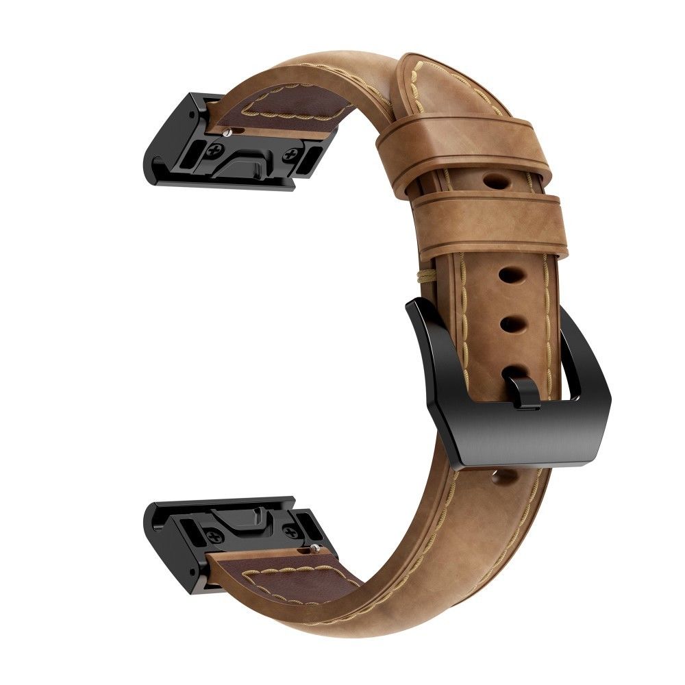 marque generique - Bracelet en cuir véritable marron clair pour votre Garmin Fenix 5X - Accessoires bracelet connecté