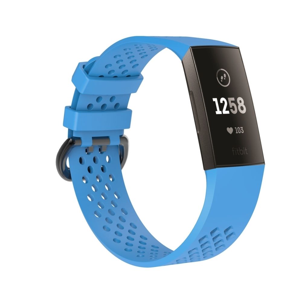 Wewoo - Bracelet pour montre connectée Dragonne sport réglable avec trou carré FITBIT Charge 3 bleu ciel - Bracelet connecté