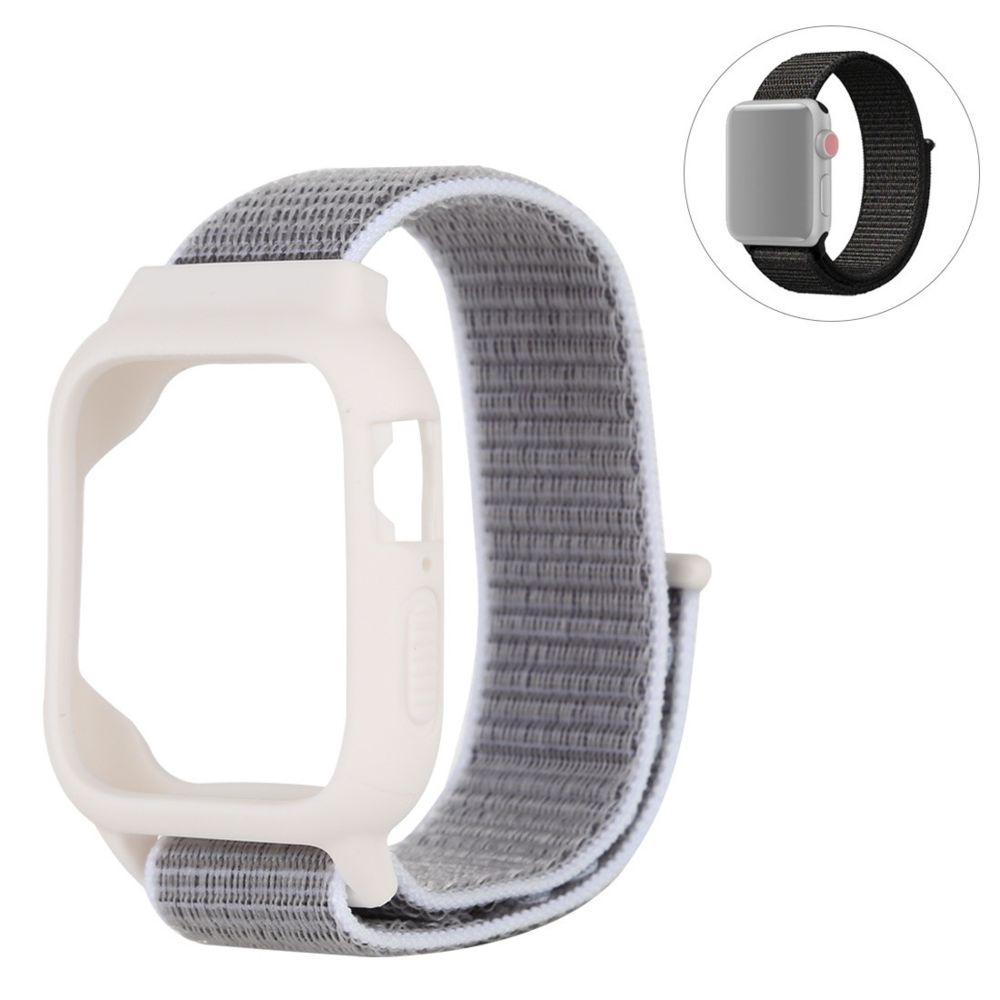 Wewoo - Pour Apple Watch Series 5 et 4 44 mm / 3 et 2 et 1 bracelet en nylon de 42 mm avec crochet et attache à boucle gris - Accessoires Apple Watch