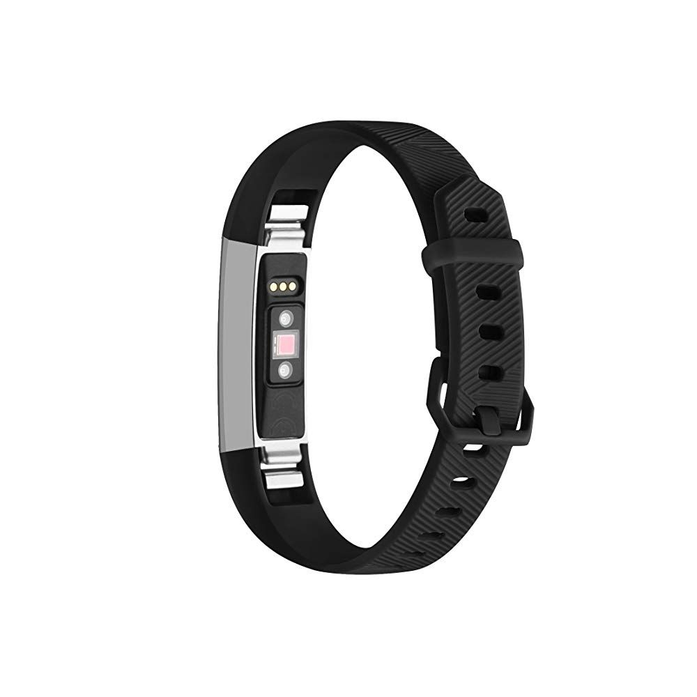 Wewoo - Bracelet pour montre connectée Dragonne en silicone de couleur solide FITBIT Alta / HR Noir - Bracelet connecté