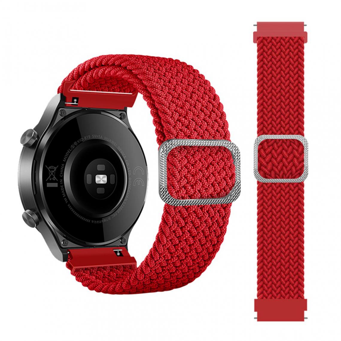 Other - Bracelet en tissu Corde tressée de style nouveau 22 mm réglable rouge pour votre Samsung Gear S3 Classic/S3 Frontier/Galaxy Watch 46mm - Accessoires bracelet connecté