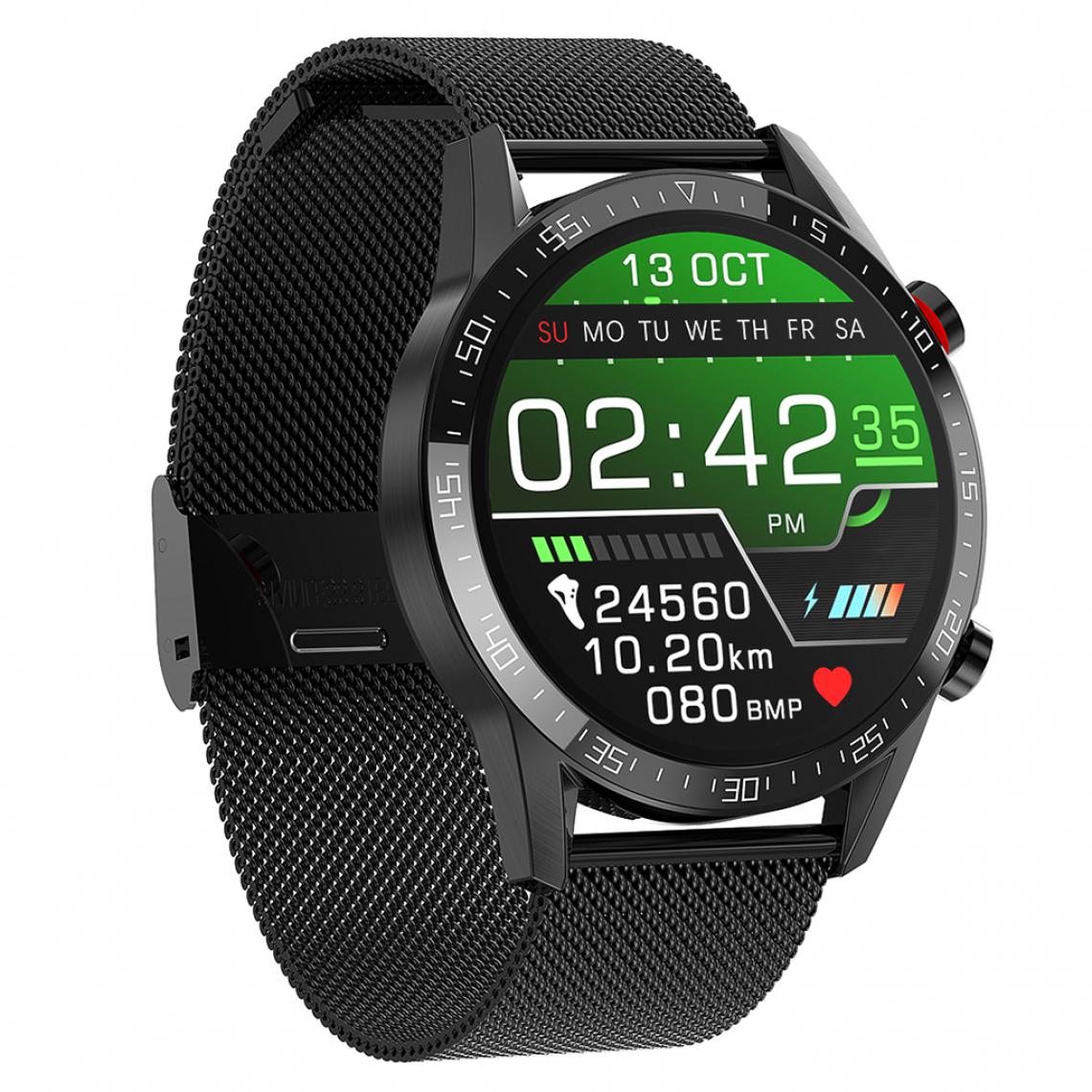 marque generique - L13 Smart Watch IP68 étanche ECG PPG Bluetooth Call Black Steel - Montre connectée