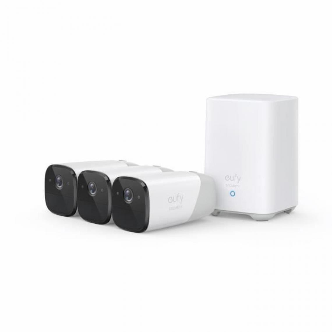 Eufy - EUFY Kit 3 caméras de surveillance + 1 base EufyCam2 - Caméra de surveillance connectée
