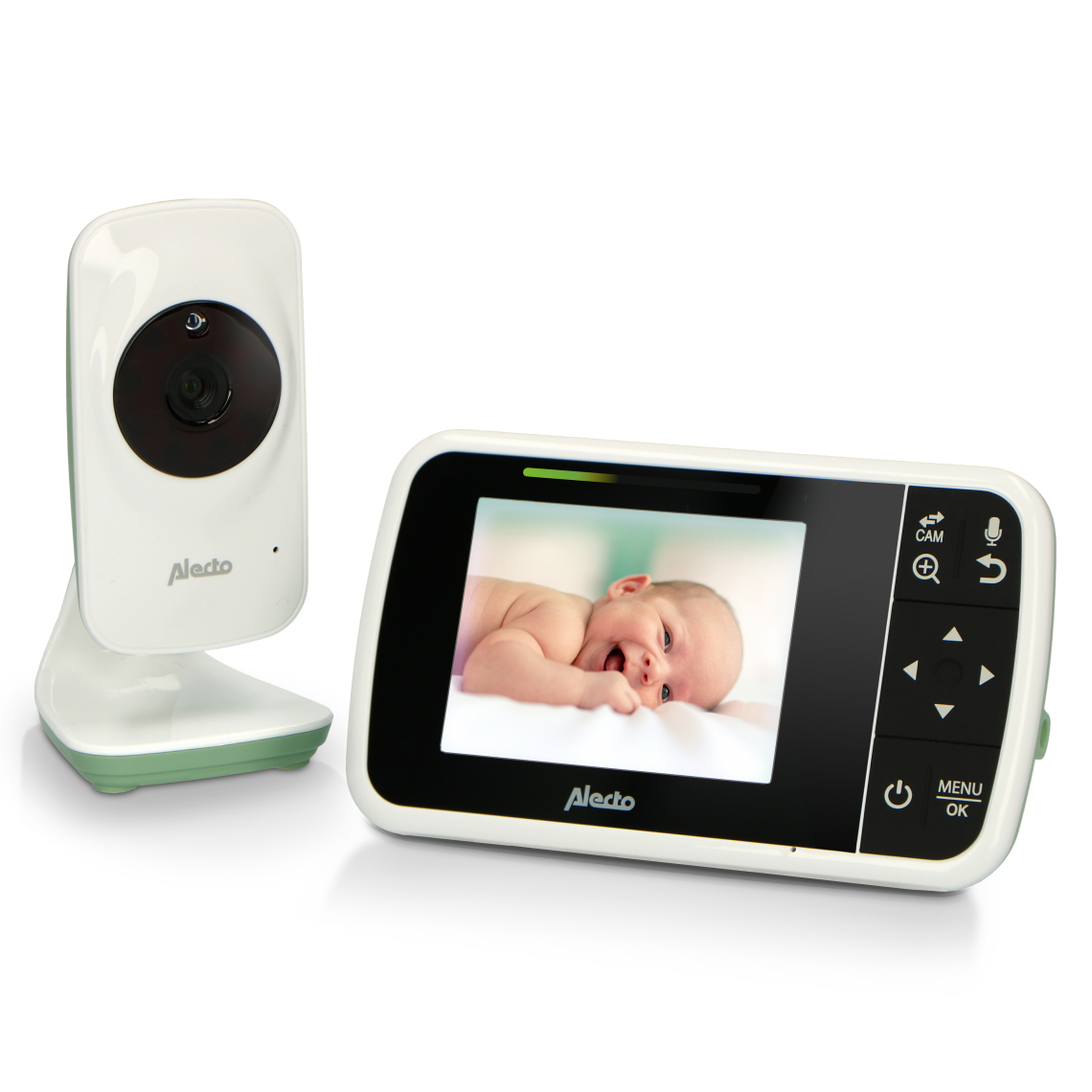 Alecto - Babyphone avec caméra 3.5" DVM135 Blanc-Vert menthe - Babyphone connecté