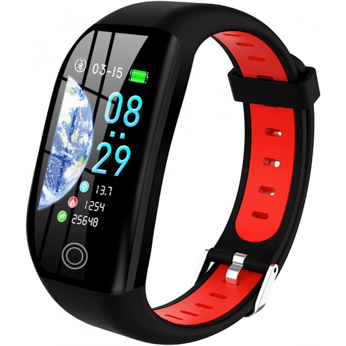 Chrono - Montre intelligente, IP70 étanche bracelet intelligent écran couleur montre intelligente avec notification d'alarme de sommeil podomètre ECG ,Rouge - Montre connectée