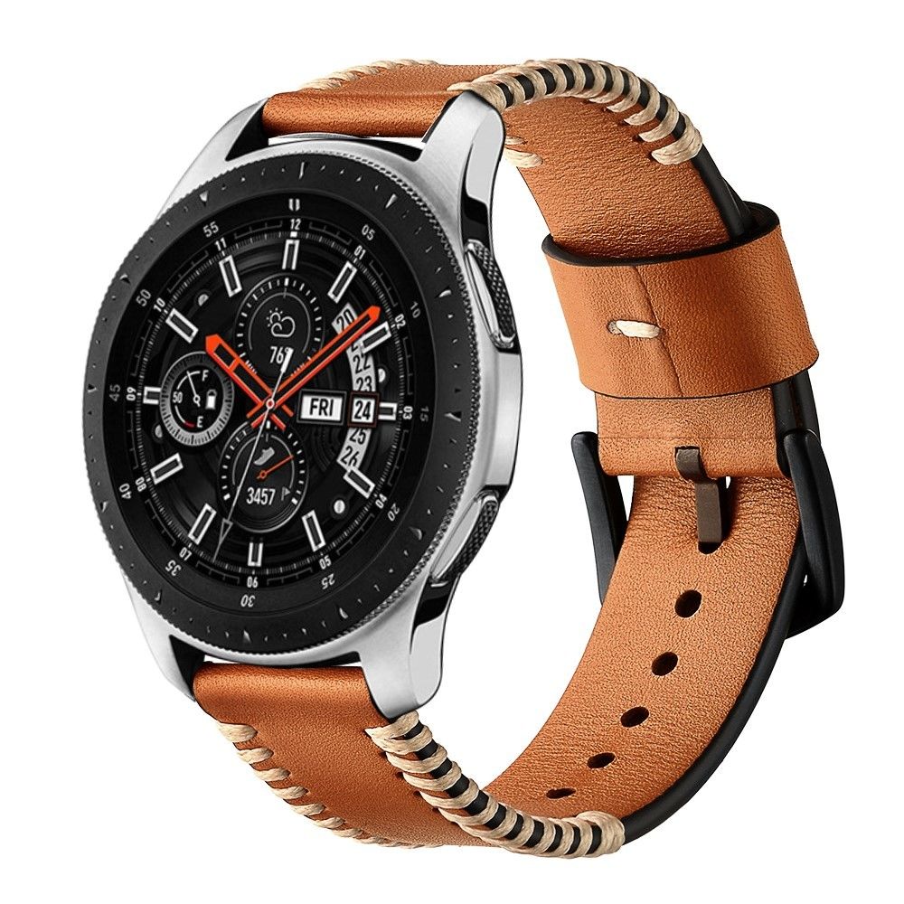 marque generique - Bracelet en cuir véritable style de côtes de porc marron pour votre Samsung Galaxy Watch 46mm - Accessoires bracelet connecté