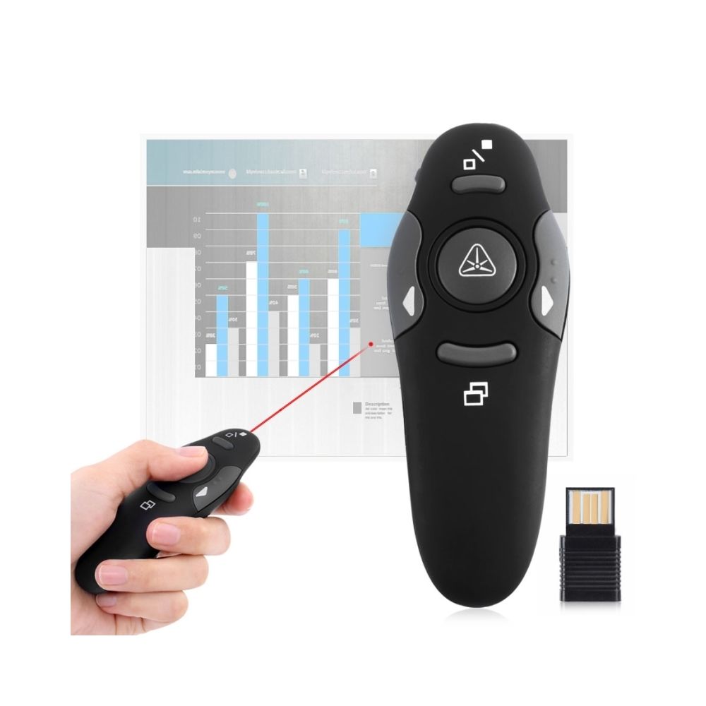Wewoo - Télécommande noir pour projecteur / PC / ordinateur portable, distance de contrôle: 15m Présentateur multimédia avec pointeur laser et récepteur USB - Accessoires de motorisation