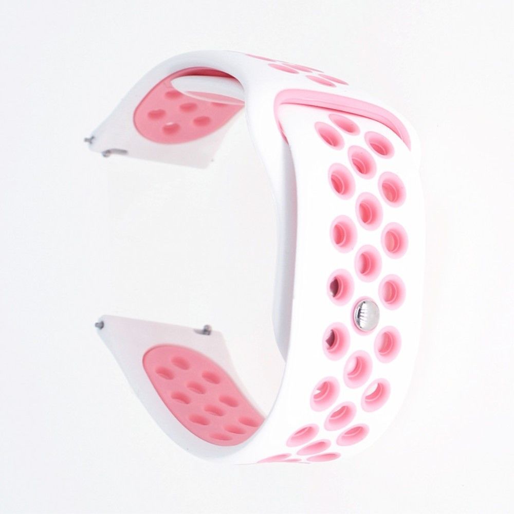 marque generique - Bracelet en silicone creux bicolore blanc/rose pour votre Samsung Galaxy Watch Active - Accessoires bracelet connecté