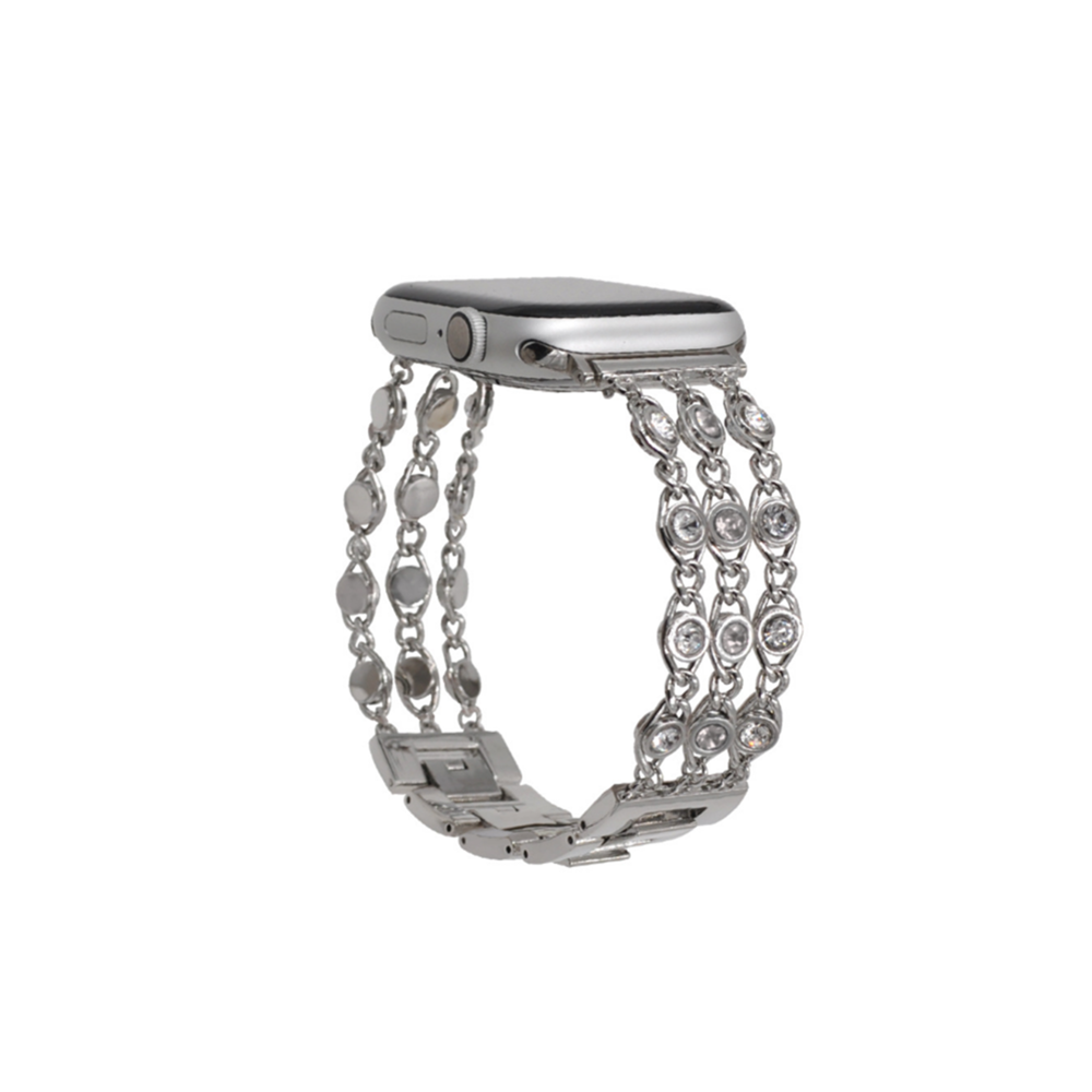marque generique - YP Select Bandes de bijoux compatibles Bling en acier inoxydable pour Apple Watch Band Argenté 38mm - Bracelet connecté