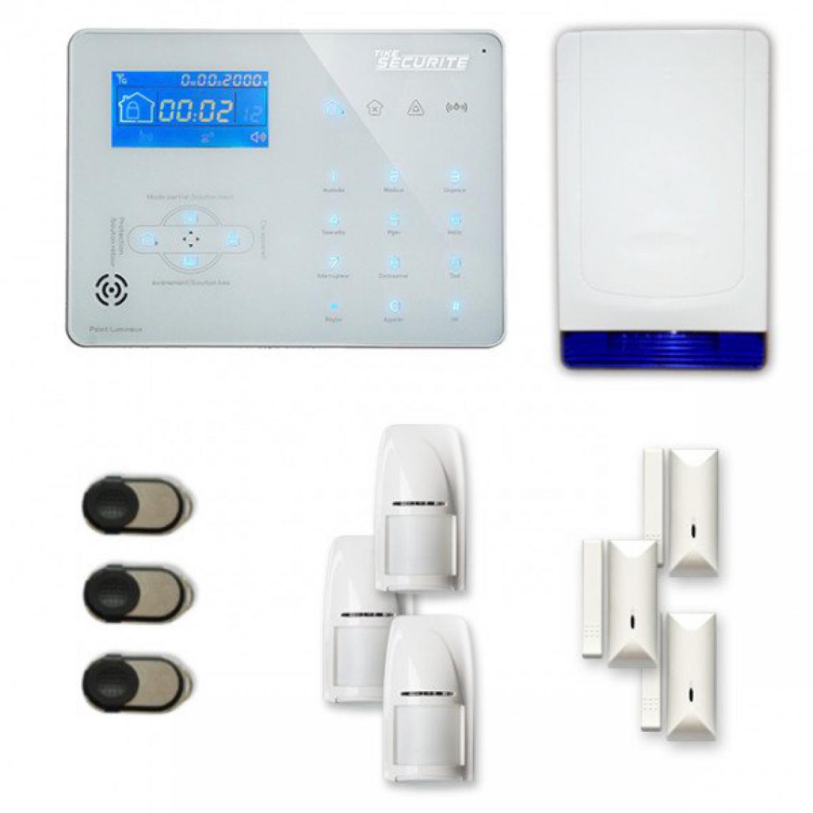 Tike Securite - Alarme maison sans fil ICE-B16 Compatible Box internet et GSM - Alarme connectée