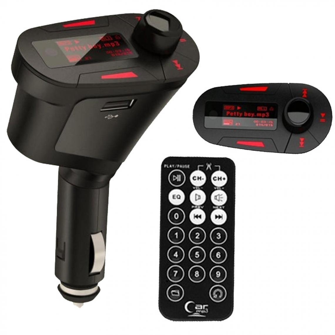 Wewoo - Transmetteur FM Auto pour carte SD / MMC sans fil de lecteur MP3 de voiture avec télécommande et écran de 1,1 pouces, support USB fente - Passerelle Multimédia