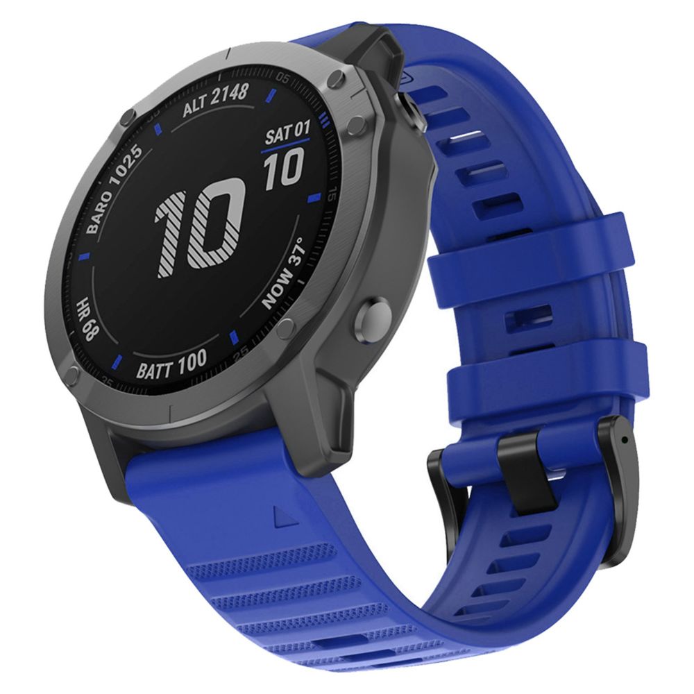 Generic - Bracelet de montre en silicone pour Garmin Fenix6X / Fenix5X / FeniX3 HR / D2 / Descent MK1 Bleu Fronce - Accessoires bracelet connecté