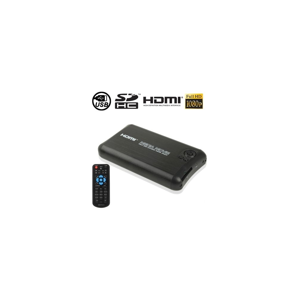 Wewoo - Passerelle multimédia Lecteur Shell HD en aluminium Full 1080p avec télécommande et interface HDMI, support carte SD / disque flash USB / dur externe SATA - Passerelle Multimédia